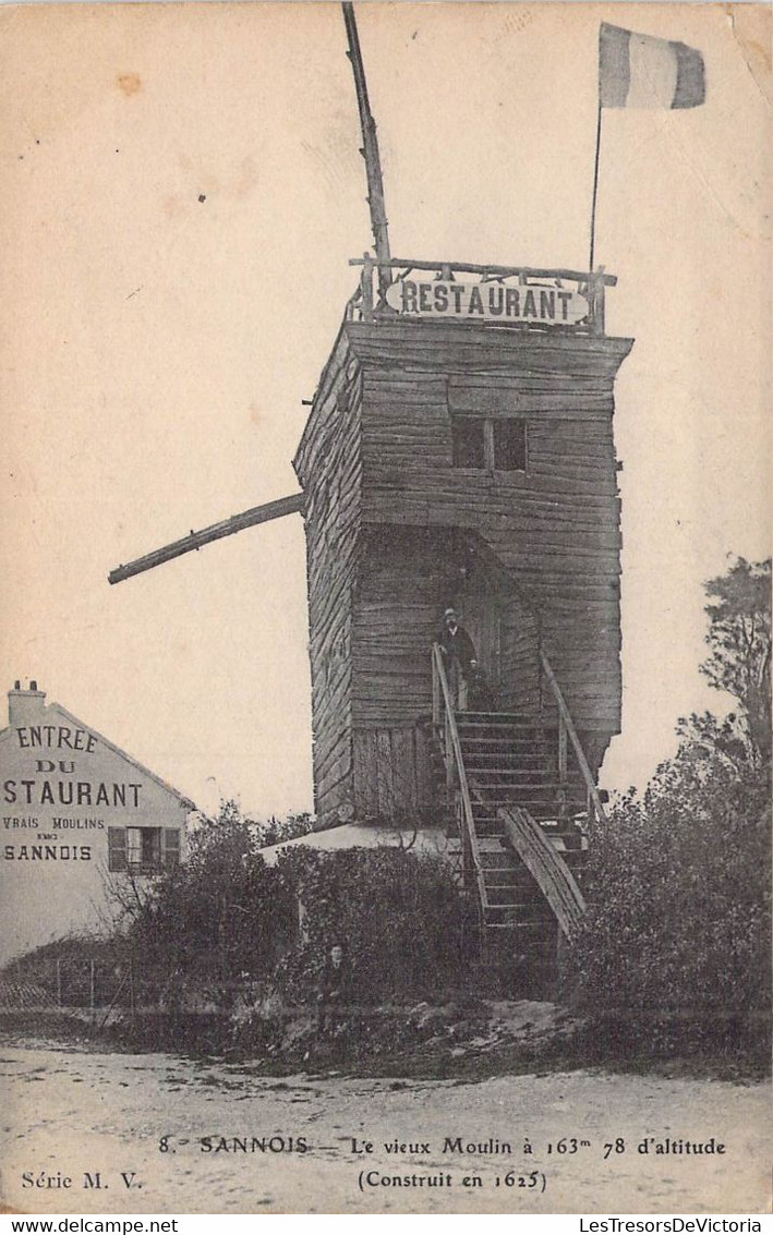 CPA - 95 - SANNOIS - Le Vieux Moulin - Restaurant - Drapeau - Sannois