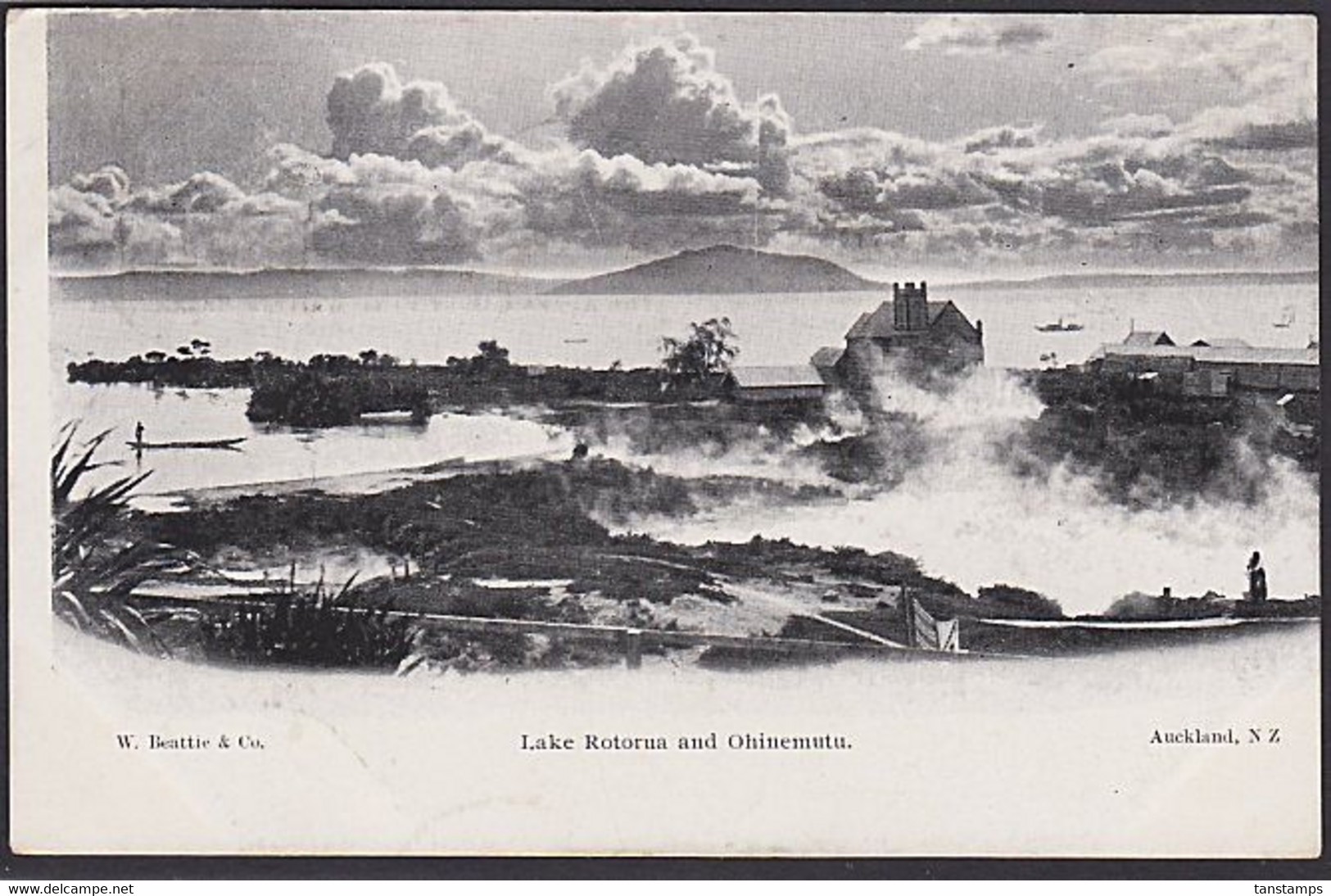 LAKE ROTORUA & OHINEMUTU NZ 1905 POSTCARD TPO & WERAROA H-CLASS POSTMARKS - Brieven En Documenten