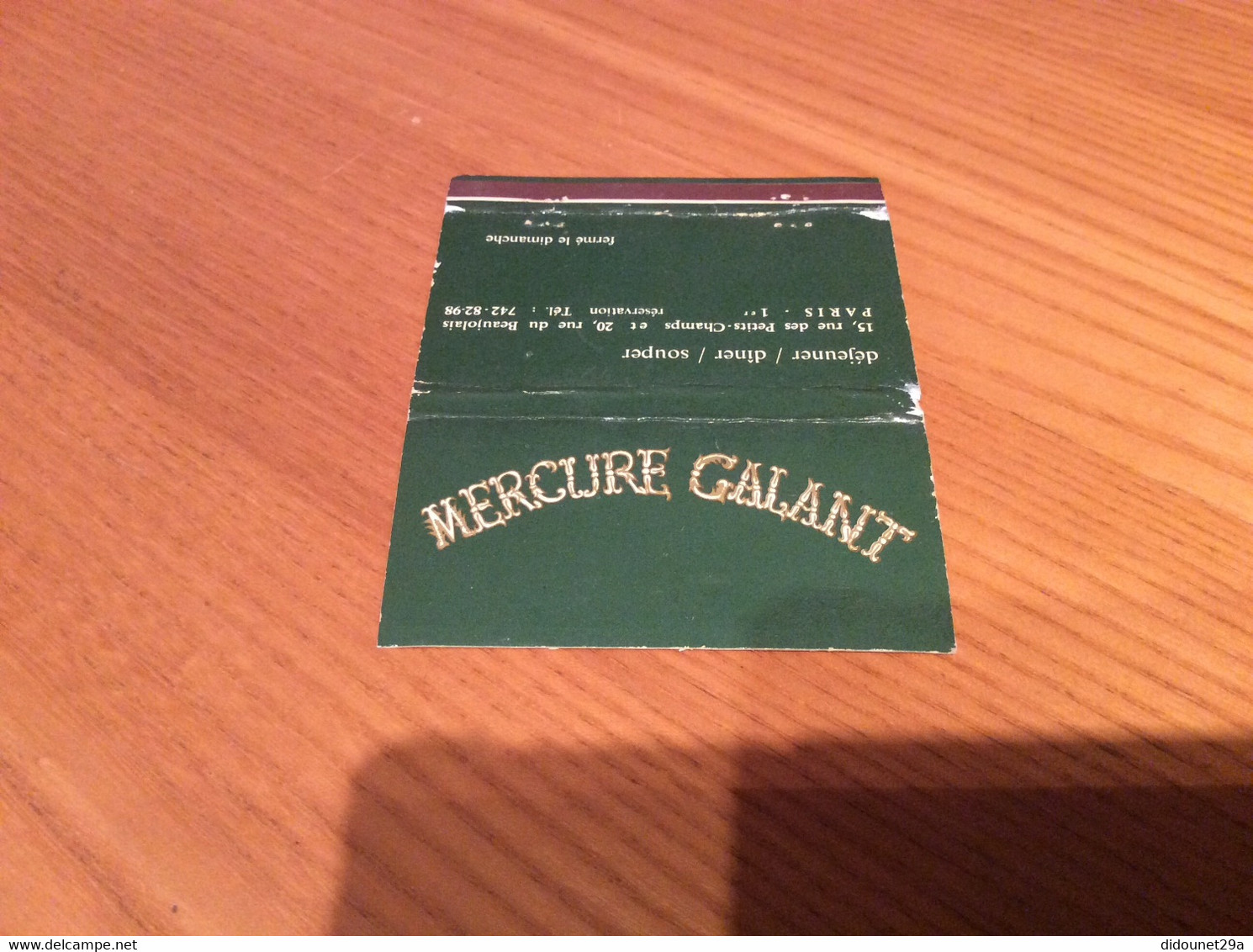 Pochette D'allumettes SEITA Publi-Sun "MERCURE GALANT - PARIS (75)" - Boites D'allumettes