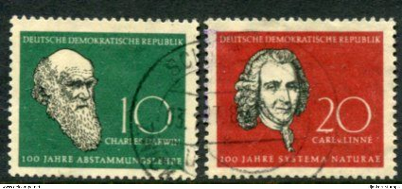 DDR / E. GERMANY 1958 Darwin And Linneus Used.  Michel  631-32 - Used Stamps