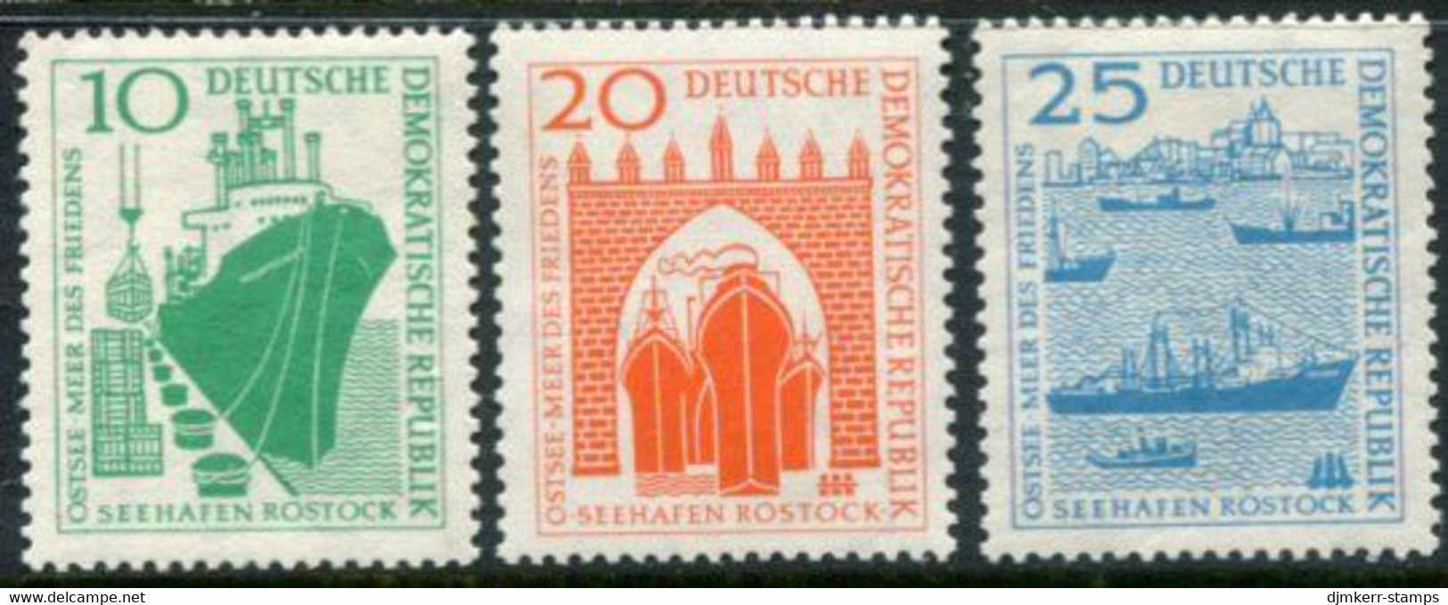 DDR / E. GERMANY 1958 Rostock Harbour I+II MNH / **.  Michel  634, 663-64 - Unused Stamps