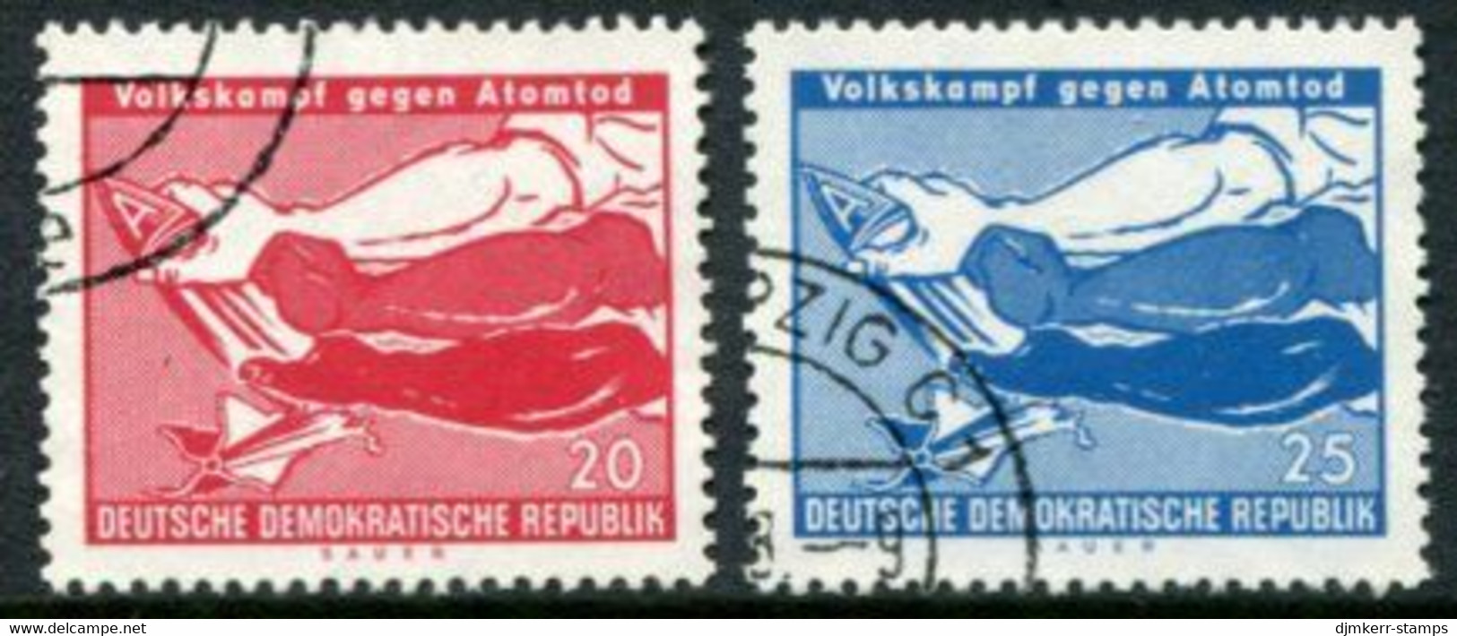 DDR / E. GERMANY 1958 Campaign Against Nuclear Weapons Used.  Michel  655-56 - Usati