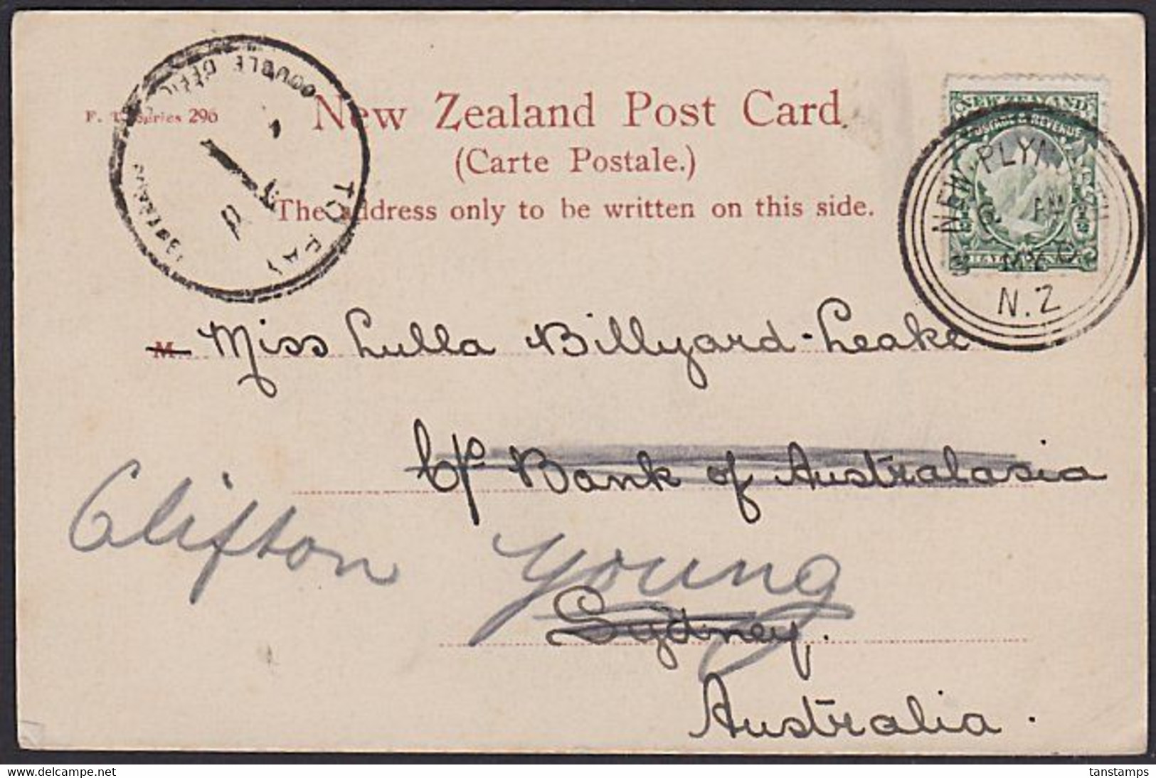 NEW PLYMOUTH BREAKWATER NZ 1905 POSTCARD DOUBLE DEFICIENCY 1d TO PAY POSTMARK - Briefe U. Dokumente