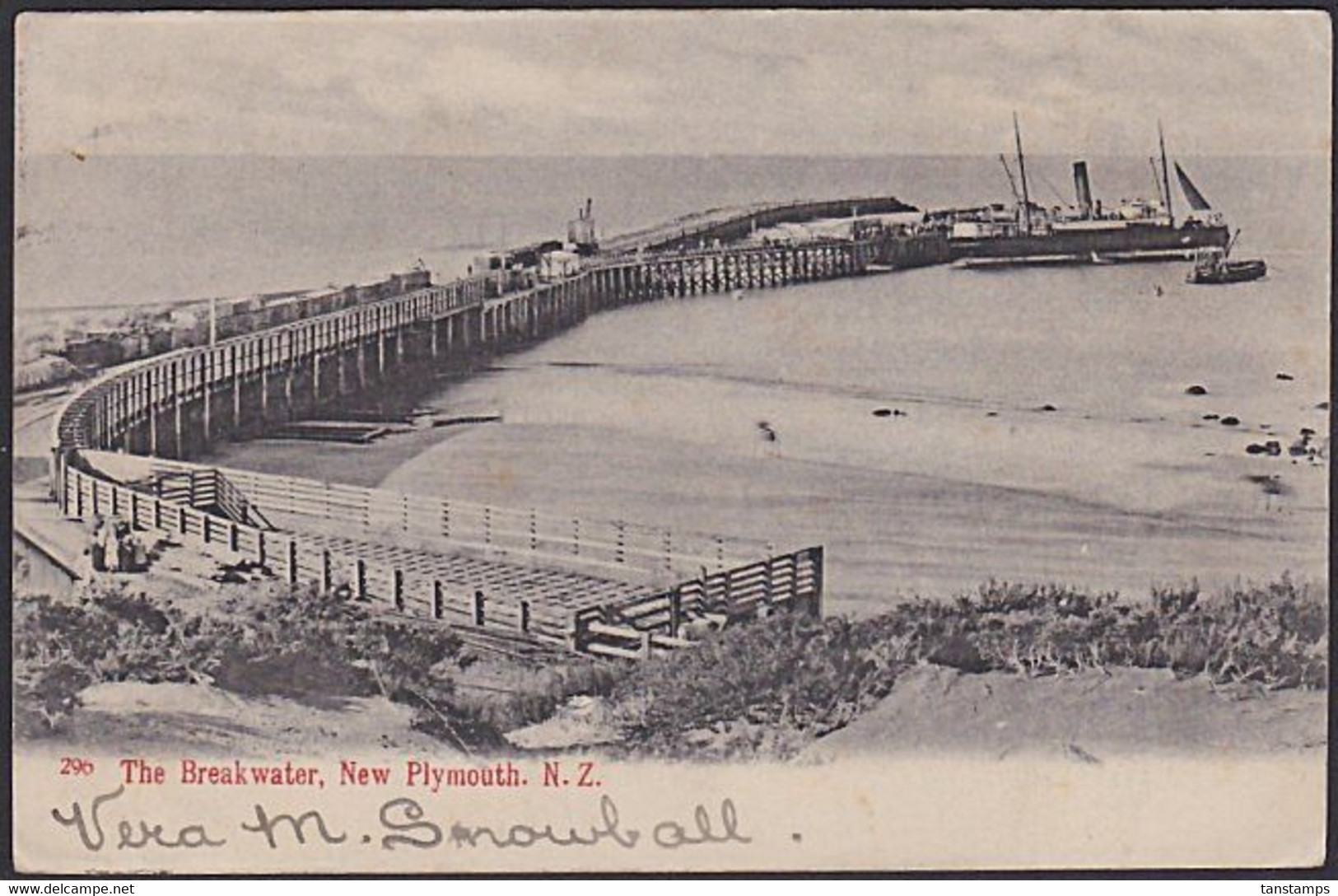 NEW PLYMOUTH BREAKWATER NZ 1905 POSTCARD DOUBLE DEFICIENCY 1d TO PAY POSTMARK - Briefe U. Dokumente
