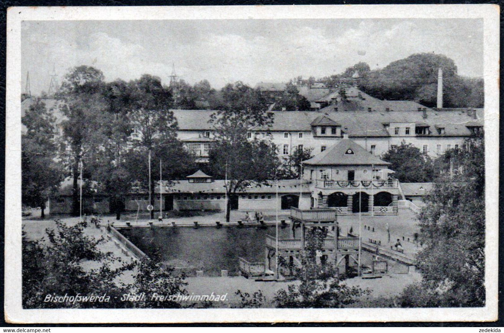 G0315 - Bischofswerda - Freibad Schwimmbad - Verlag Bruno Grafe - Landpost Landpoststempel Goldbach über - Bischofswerda