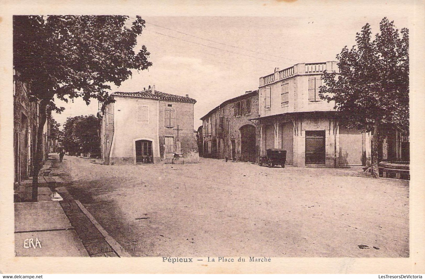 CPA - 11 - PEPIEUX - La Place Du Marché - Vieux Véhicule - ERA - Autres & Non Classés