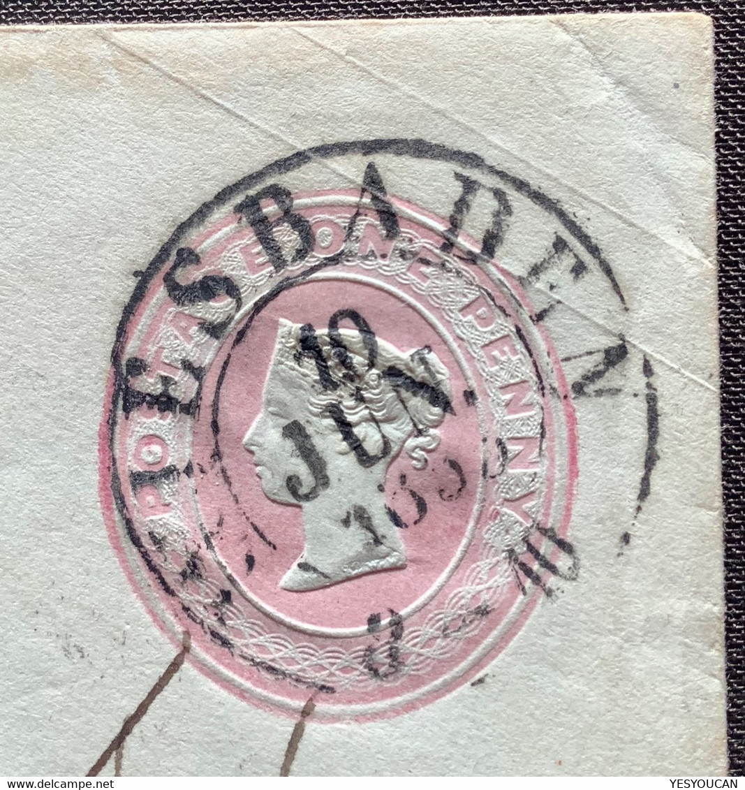 WIESBADEN 1855 GB 1d Queen Victoria Postal Stationery: Thurn Und Taxis Nassau>Preston Lancashire (cover Brief Ganzsache - Briefe U. Dokumente