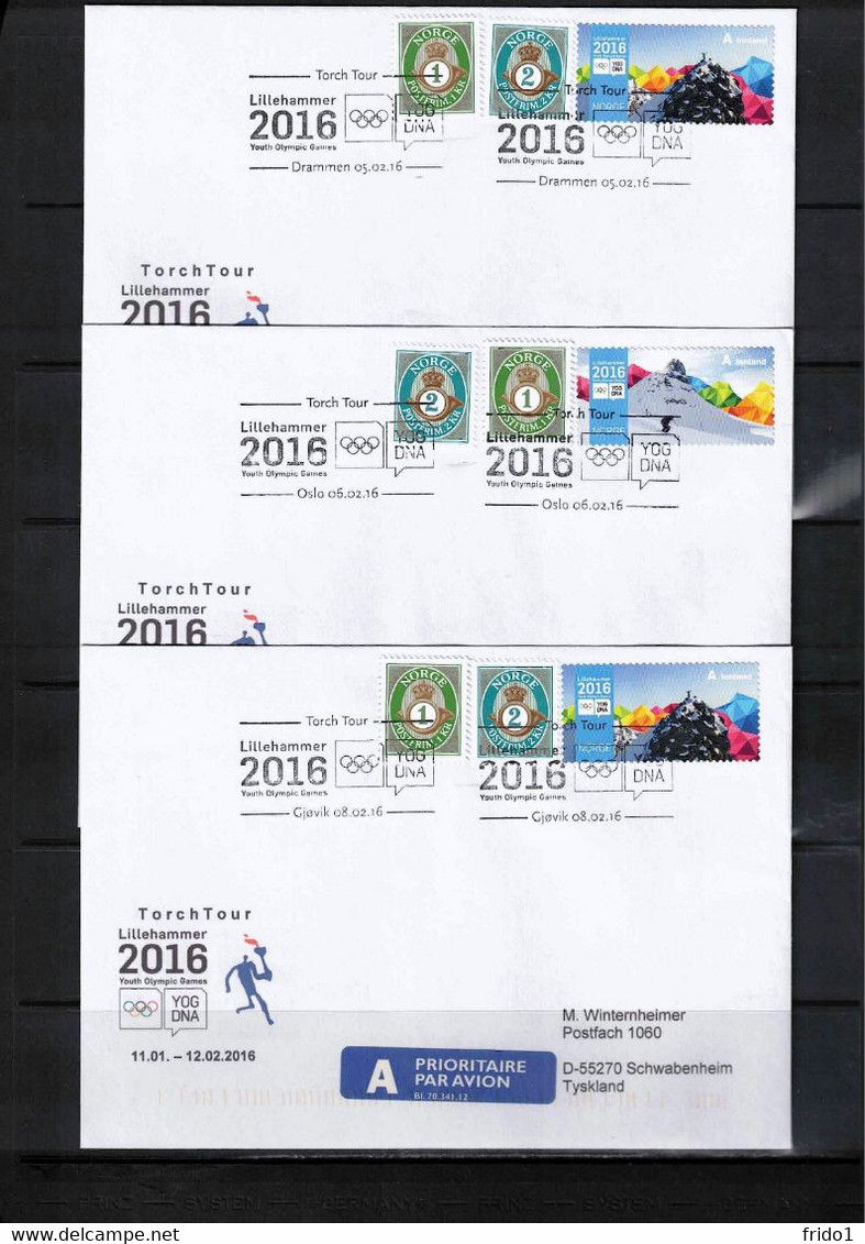 Norway 2016 Youth Olympic games Lillehammer Torch tour 22 different interesting letters