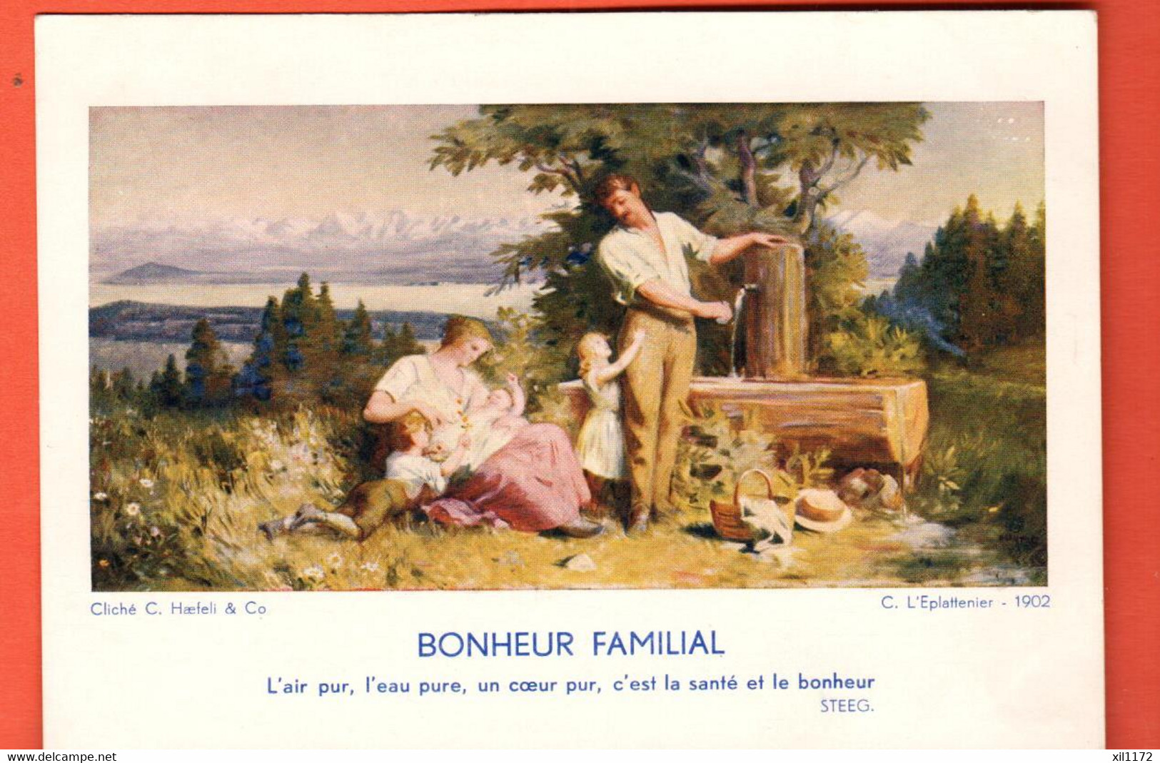 ZSF-21  Cliché Du Tableau De C. L'Eplattenier 1902 Bonheur Familial Circ. Vers Couvet En 1934 - Couvet