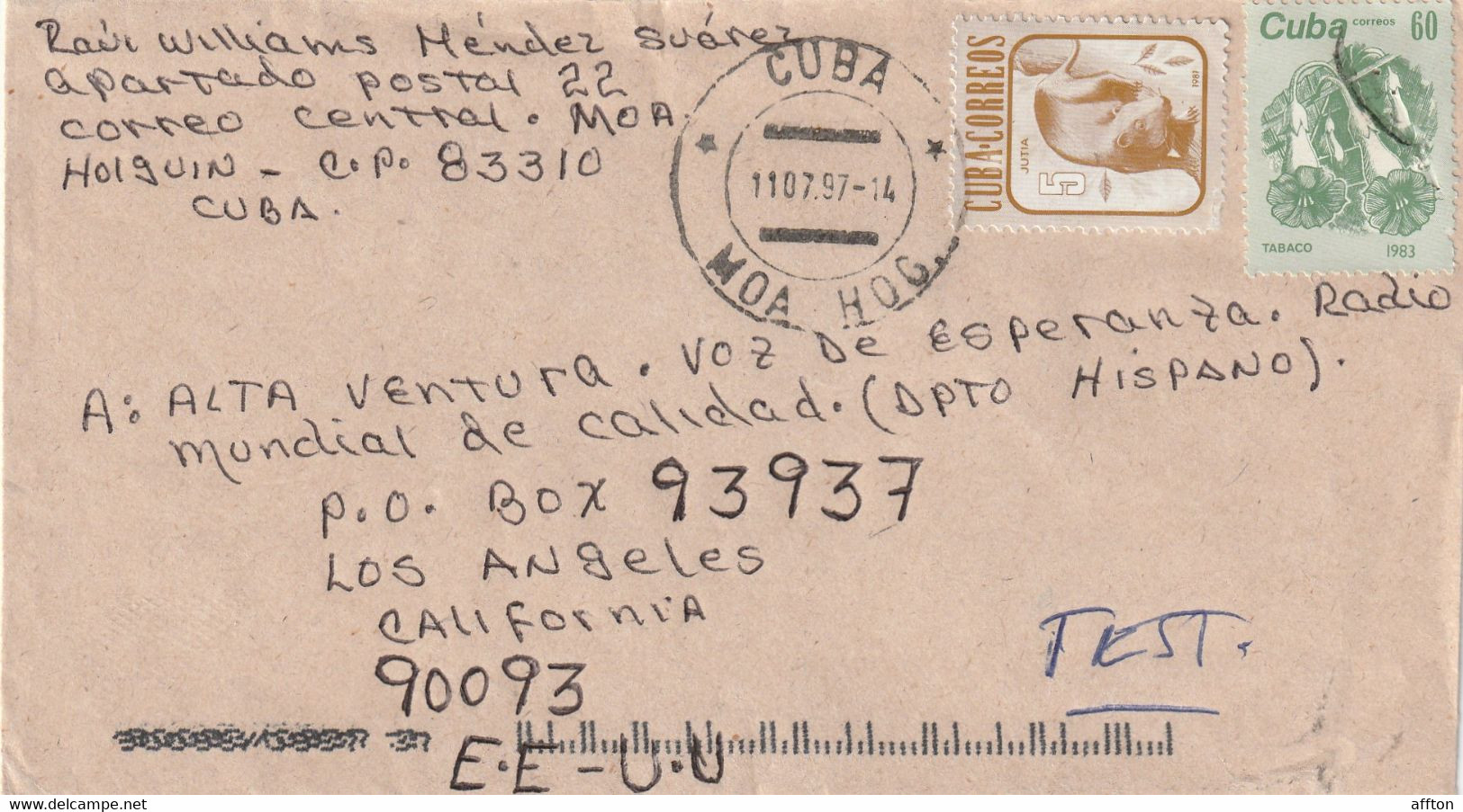 Cuba 1997 Cover Mailed - Cartas & Documentos