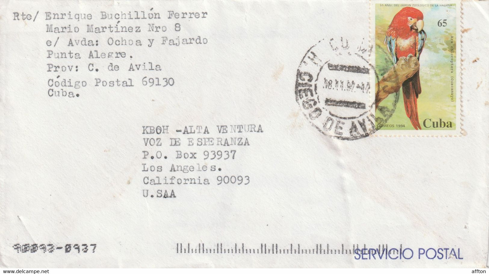 Cuba 1997 Cover Mailed - Brieven En Documenten