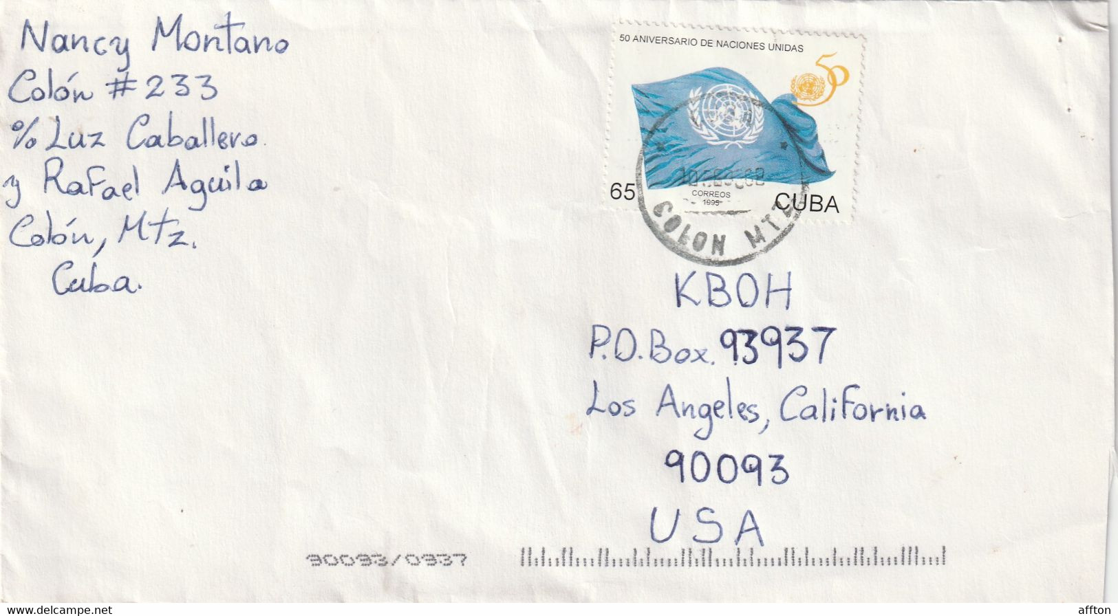 Cuba 1998 Cover Mailed - Brieven En Documenten