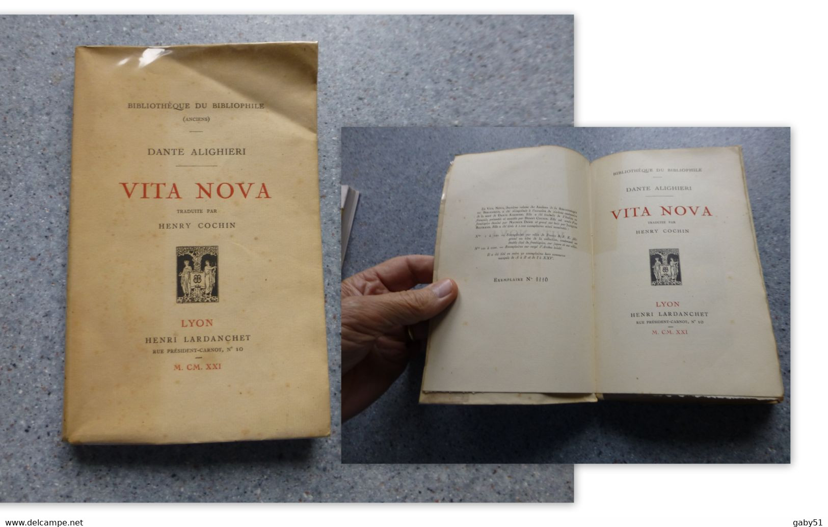 VITA NOVA, Dante Alighieri, Lardanchet 1921, EO Numérotée, Pour Bibliophile ; L10 - 1801-1900