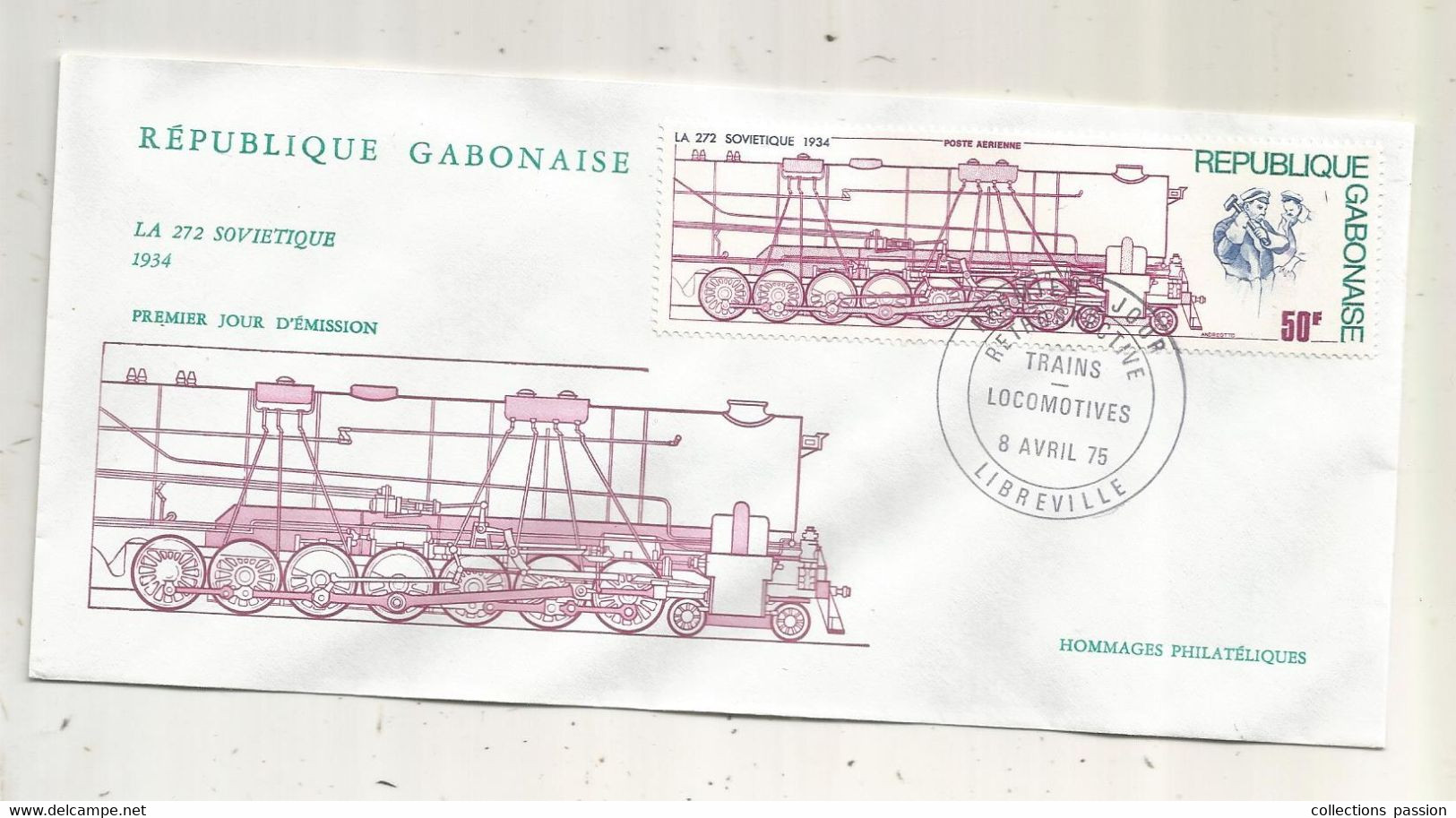 FDC, Premier Jour, GABON , Lettre, 1975, LIBREVILLE , Retrospective, La 272 SOVIETIQUE 1934 - Gabon (1960-...)