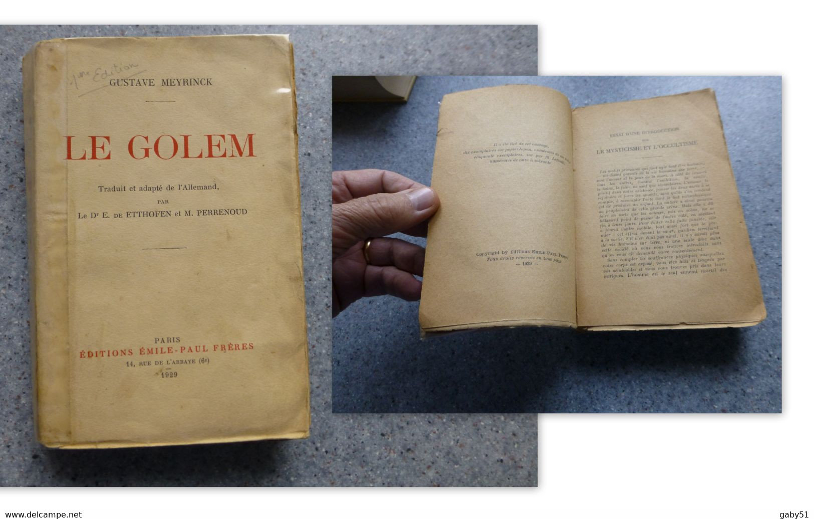 Le Golem, Gustave Meyrinck, 1929, 1ère édition, Pour Bibliophile ; L10 - 1801-1900