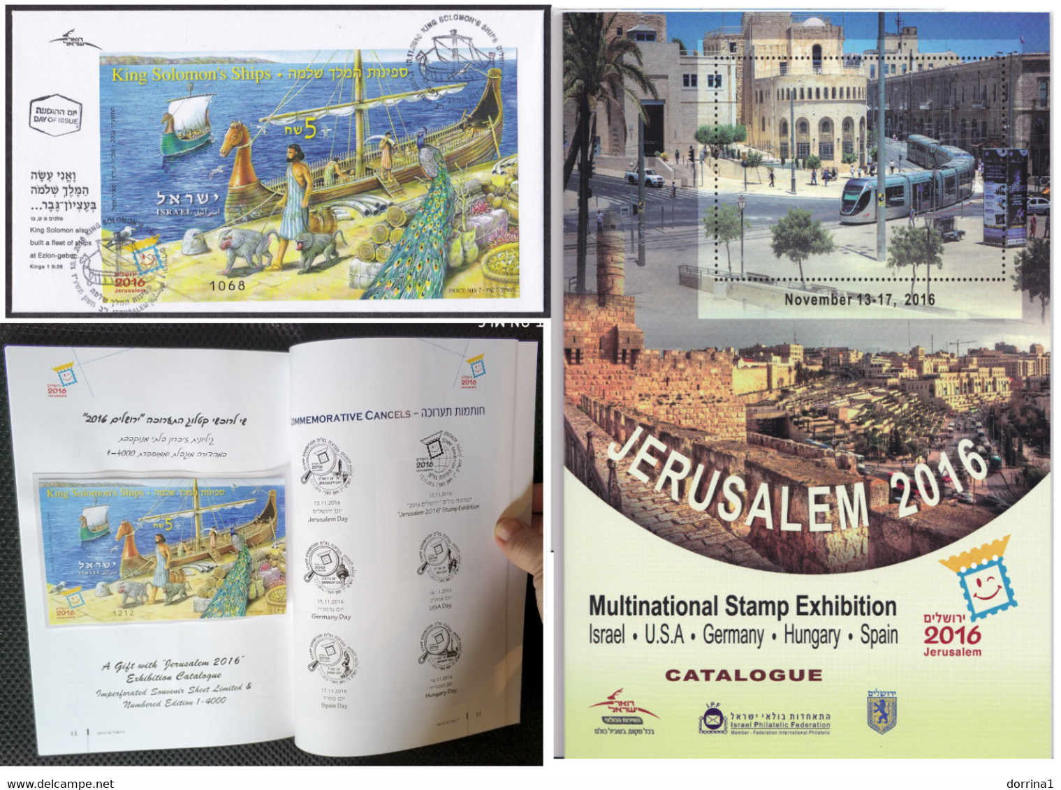 Israel 2016 King Solomon Ships Imperforated Sheet Numbered FDC & MNH + Booklet Judaica - Brieven En Documenten