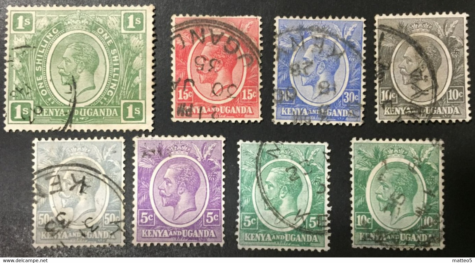 1922 - Kenya And Uganda - King George V . 8 Stamps - Used - Kenya & Uganda