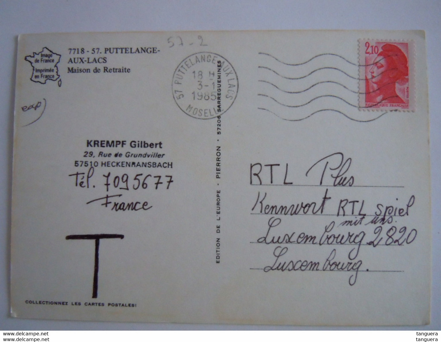 57 Moselle Puttelange-aux-lacs Maison De Retraite Edit Europ 7718 Circulée 1985 - Puttelange