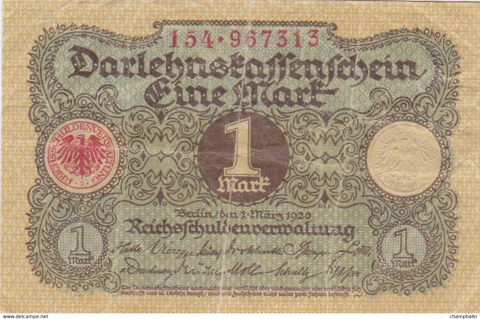 Allemagne - Billet De 1 Mark - 1er Mars 1920 - P58 - 1 Mark