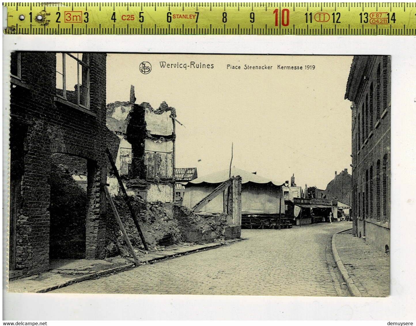 62280 - WERVIK -  WERVICQ PLACE STEENACKER KERMESSE 1919 - RUINES - Wervik