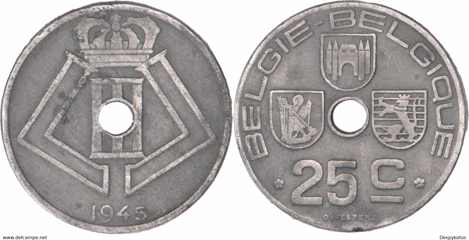 Belgique - 1945 - 25 Centimes - Léopold III - 10-046 - 25 Centimes