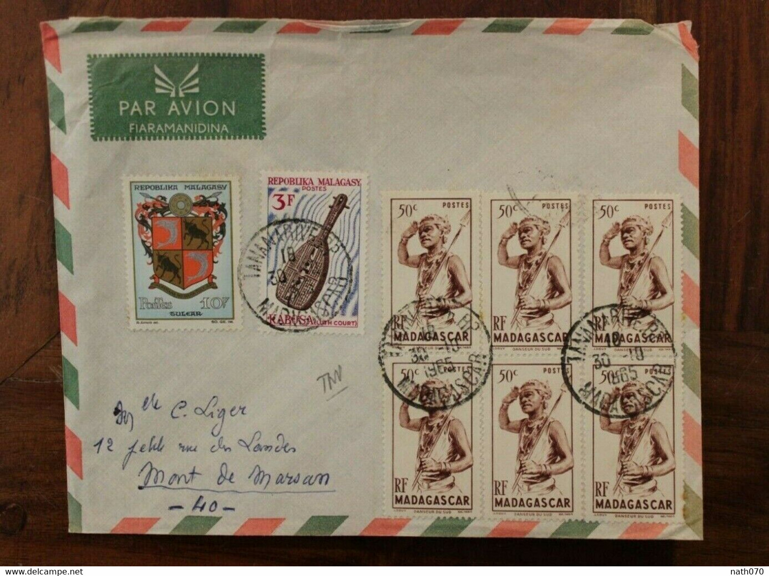 Madagascar 1965 Fiaramandina France Mont De Marsan Cover Bloc - Lettres & Documents
