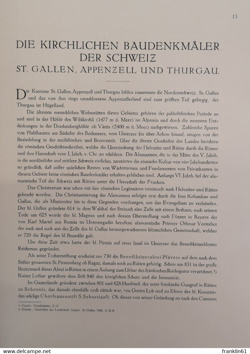 Die Kirchlichen Baudenkmäler Der Schweiz Band II. St. Gallen, Appenzell, Thurgau. - Arquitectura