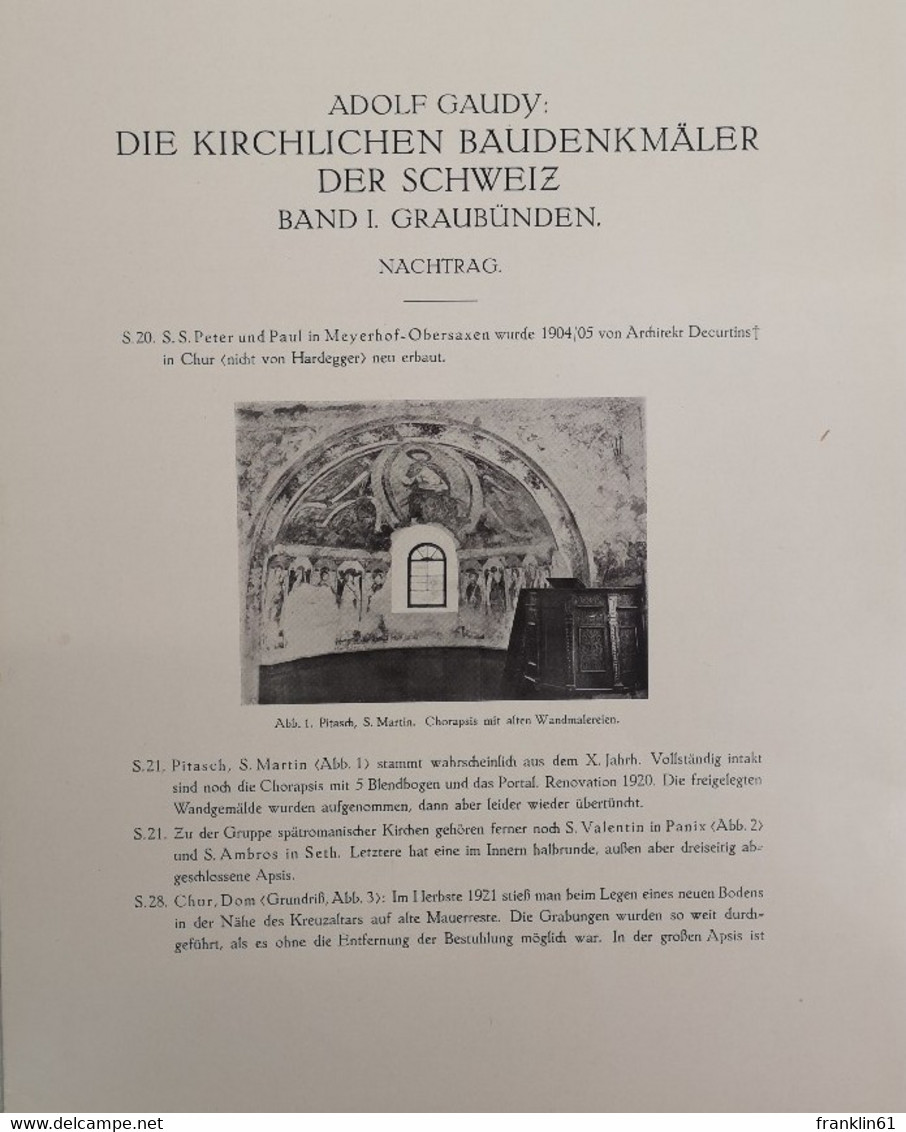 Die kirchlichen Baudenkmäler der Schweiz. Graubünden. Bd. I.