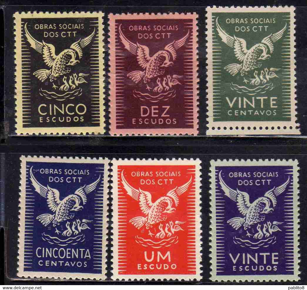 PORTOGALLO PORTUGAL 1947 REVENUE FISCAL OBRAS SOCIAIS DOS CTT SOCIAL COMPLETE SET SERIE COMPLETA MNH - Ongebruikt