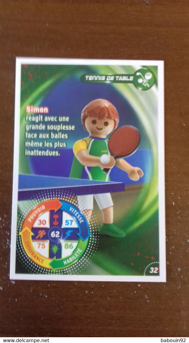 Carte Carrefour Playmobil N°32 - Tenis De Mesa