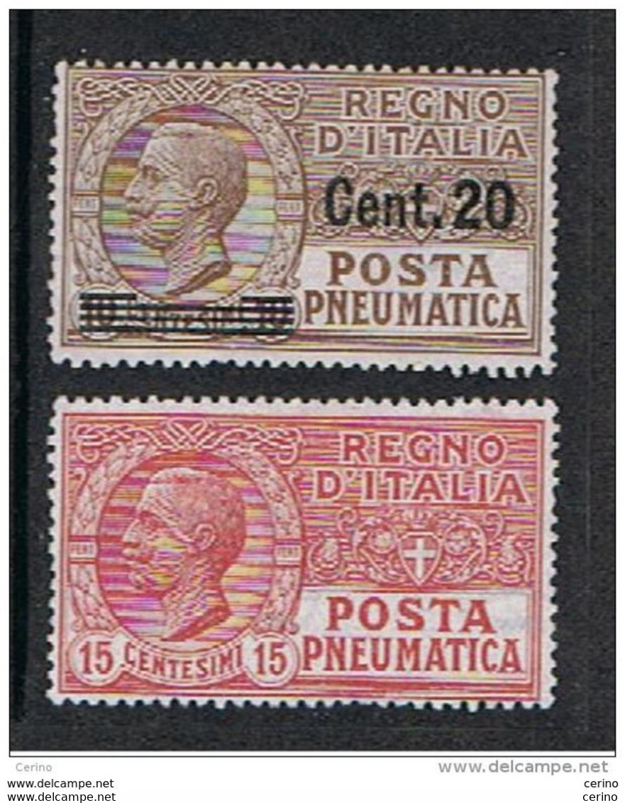 REGNO:  1924/28  POSTA  PNEUMATICA  -  2  VAL. S.G. -  SASS. 5 + 12 - Pneumatic Mail
