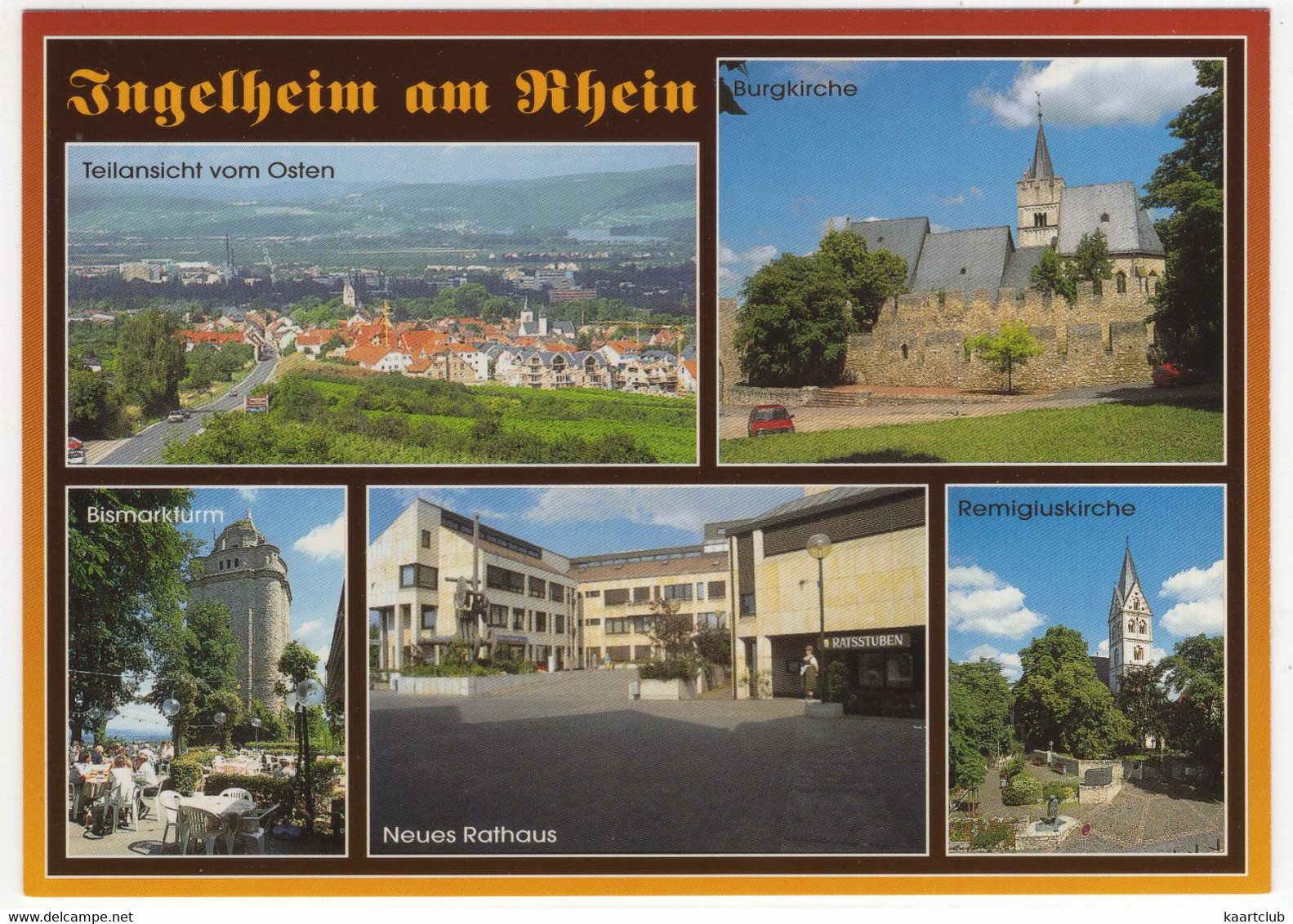 Ingelheim Am Rhein - Teilansicht Vom Osten, Burgkirche, Bismarkturm, Neues Rathaus, Remigiuskirche - (Deutschland) - Ingelheim