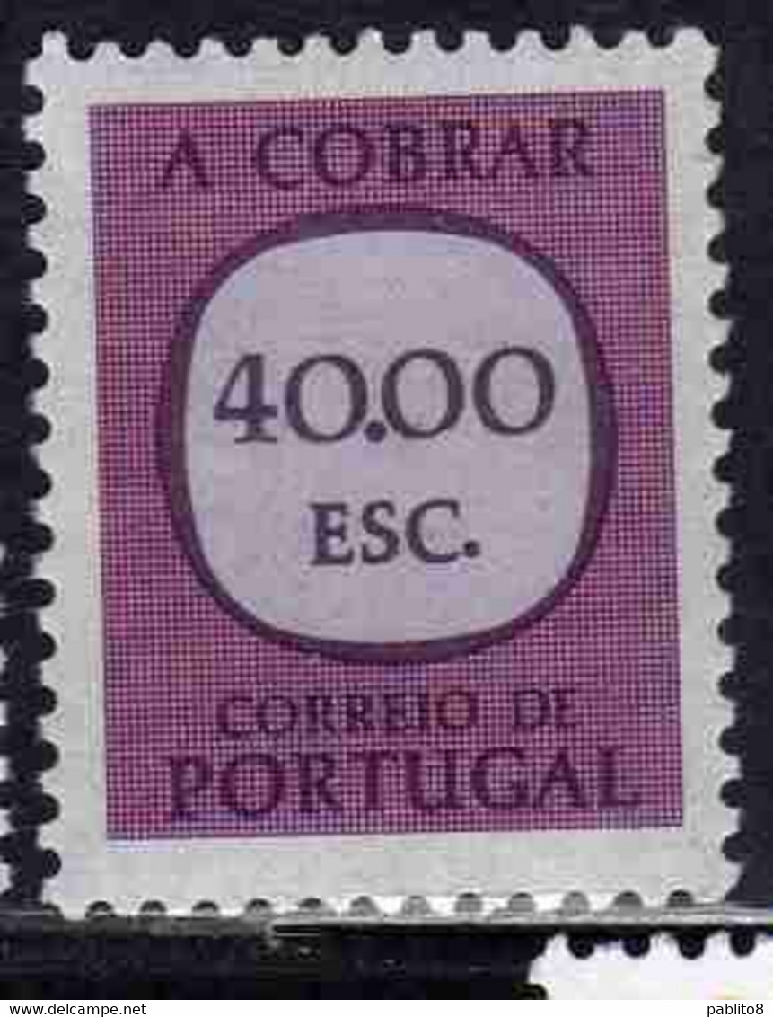 PORTOGALLO PORTUGAL 1967 1984 POSTAGE DUE STAMPS TAXE SEGNATASSE 40e MNH - Unused Stamps