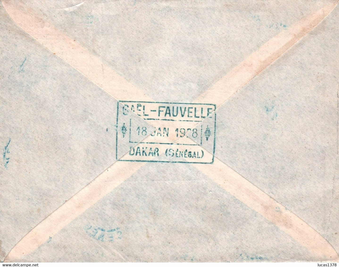 LETTRE. 1928 /  LIGNE  PAR AVION FRANCE SENEGAl / DAKAR POUR MARSEILLE / BEL AFFRANCHISSEMENT Cachet Bleu - 1927-1959 Cartas & Documentos