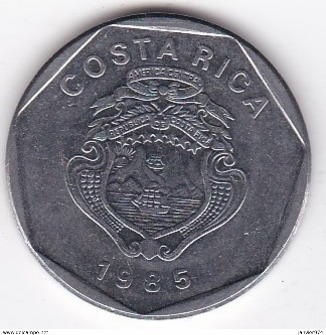 Costa Rica 5 Colones 1985, En En Acier Inoxydable, KM# 214 - Costa Rica