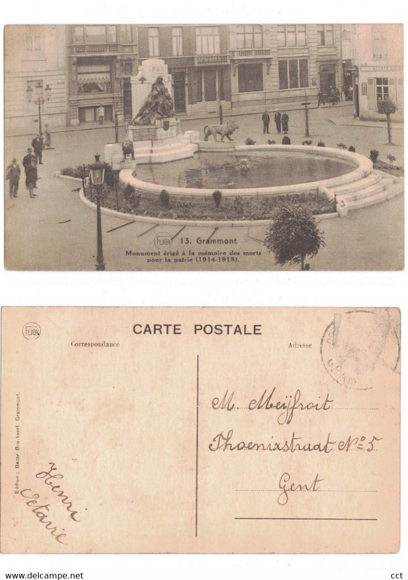 Grammont  Geraardsbergen  Monument érigé à La Mémoire Des Morts Pour La Patrie - Geraardsbergen