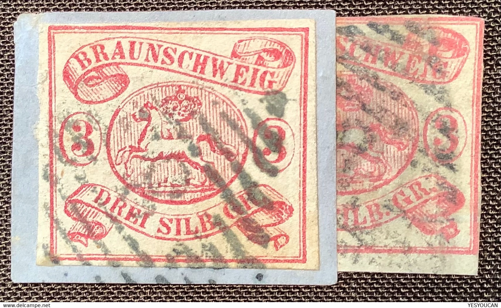 Braunschweig Mi.12Ab 1861 3 Sgr GUTE FARBE KARMIN  (German States États Allemands Germany Allemagne Altdeutschland - Braunschweig