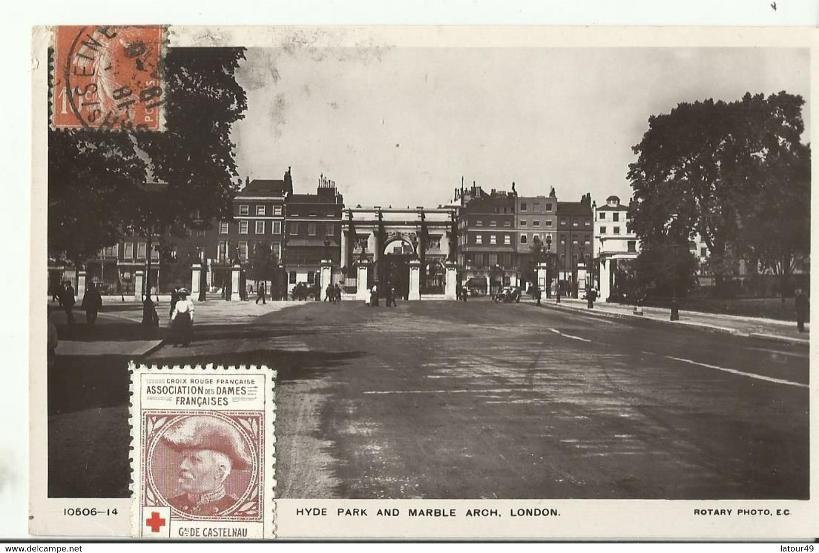 HYDE PARK  AND MARBLE  ARCH  LONDON ECRITE 1908 TIMBRE CROIX ROUGE Association Des Dames Francaises - Hyde Park