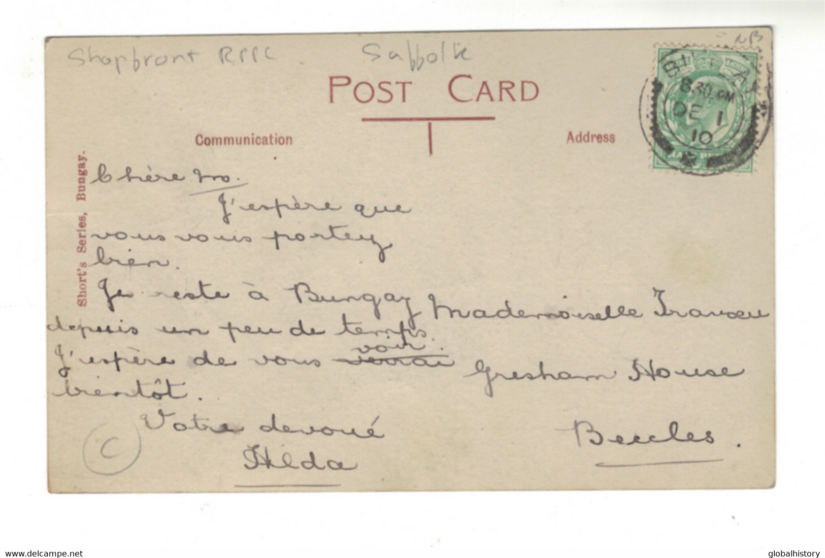 DH1178 - SUFFOLK - MARKET CROSS W. SHOPFRONT- BUNGAY - RPPC - Autres & Non Classés