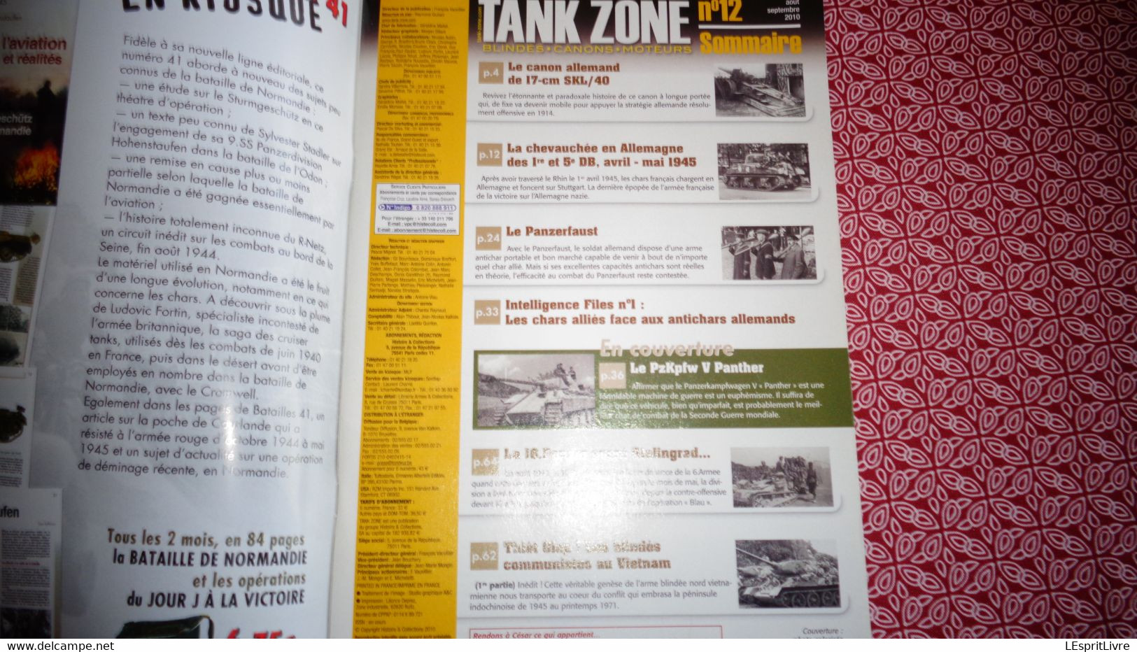 TANK ZONE Revue N° 12 Militaria Guerre 14 18 40 45 1940 1945 Char Panzer Artillerie Panzerfaust 1 Er 5 è DB Allemagne - Armes