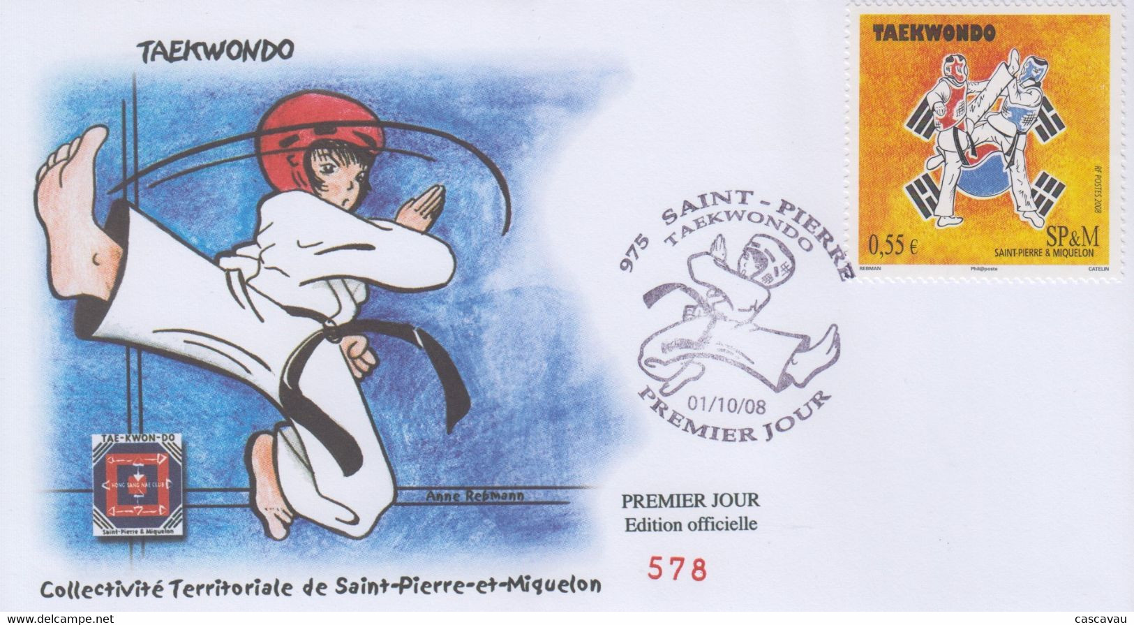 Enveloppe  FDC  1er  JOUR    SAINT  PIERRE  Et   MIQUELON     Le  TAEKWONDO   2008 - Sin Clasificación