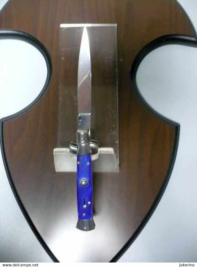Knives/Swords - KNIFE-italian stiletto-Maniago Italia- FRANK BELTRAME 23cm-  perloide blu-lama classica