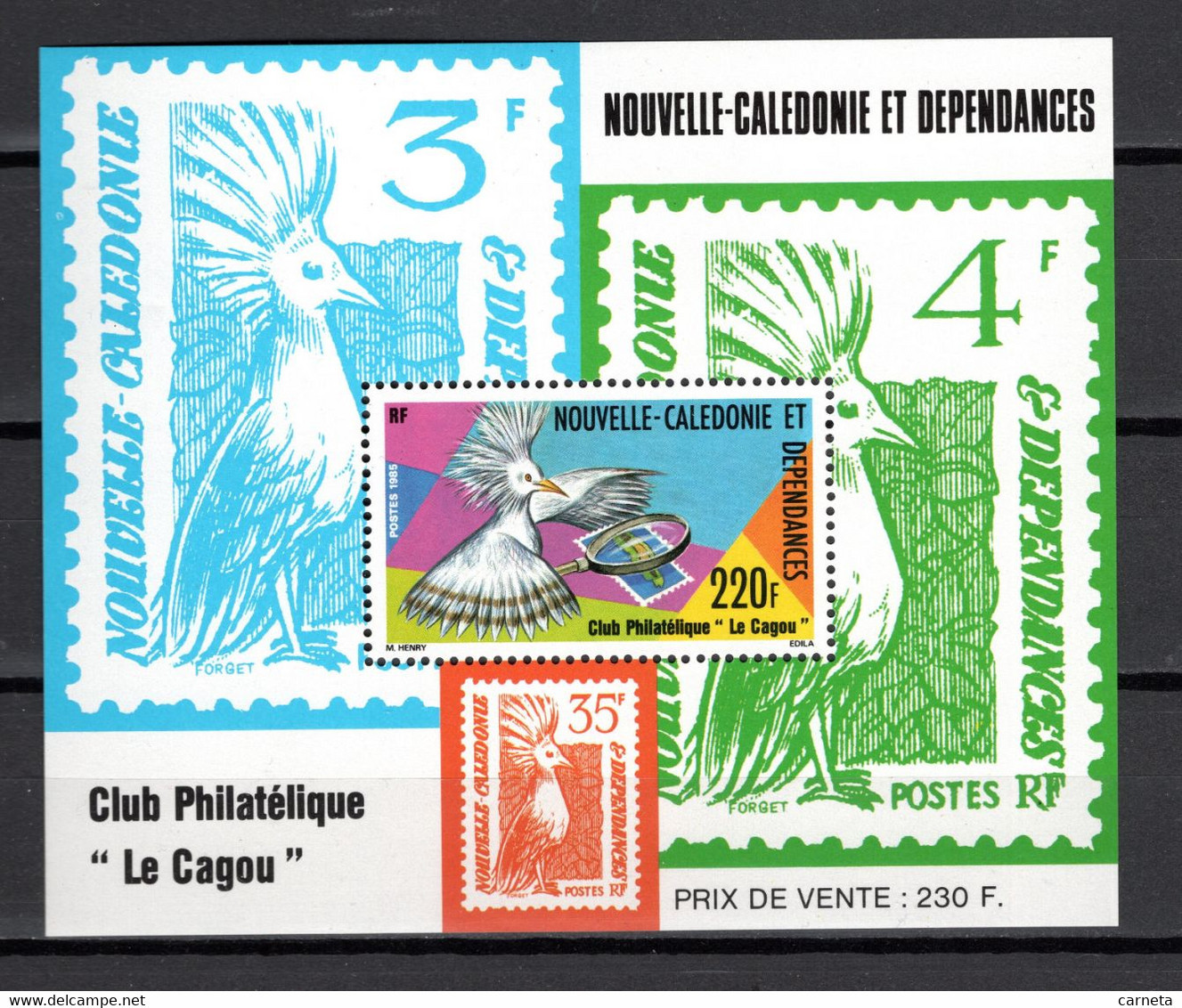 NOUVELLE CALEDONIE  BLOC N° 7   NEUF SANS CHARNIERE COTE  9.00€     OISEAUX ANIMAUX  PHILATELIE - Hojas Y Bloques