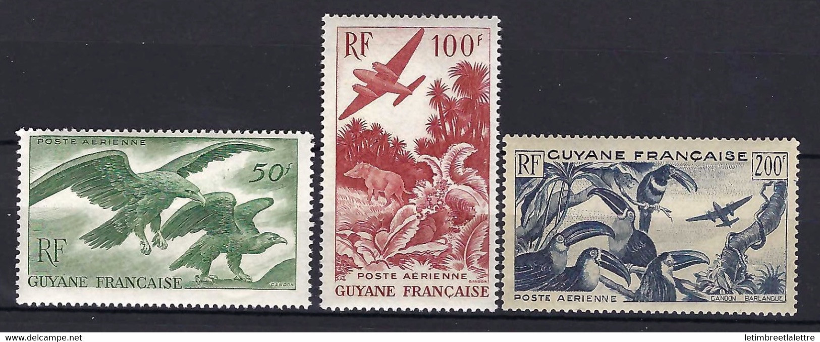 ⭐ Guyane - Poste Aérienne - YT N° 35 à 37 ** - Neuf Sans Charnière - 1947 ⭐ - Ongebruikt