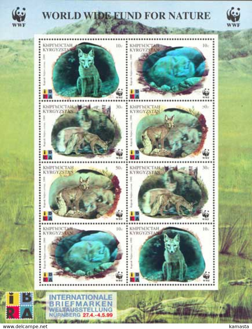 Kyrgyzstan 1999 WWF.Foxes.World Stamp Show IBRA-99. Klb 172-5 - Used Stamps