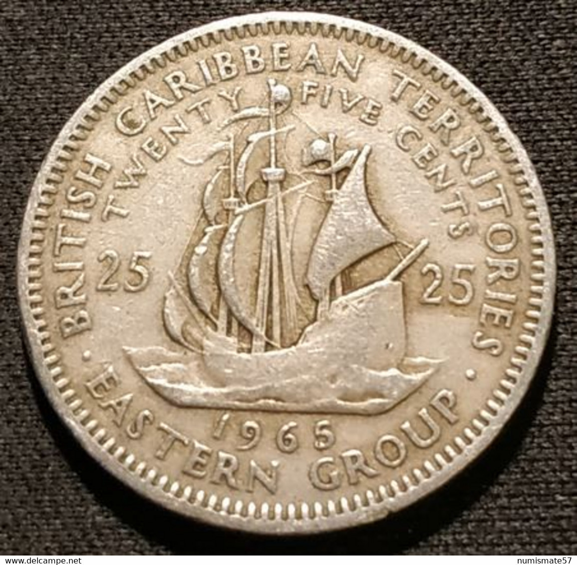 BRITISH CARIBBEAN TERRITORIES - 25 CENTS 1965 - Elizabeth II - 1ère Effigie - KM 6 - ( Caraibes ) - Caraibi Britannici (Territori)