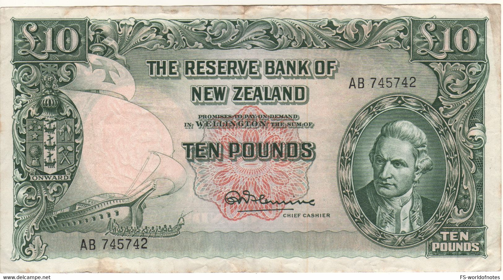 NEW ZEALAND   10 Pounds   P151d   ( ND  19687   Captain Cook + Sheep At Back )    Sign.  Fleming - Neuseeland