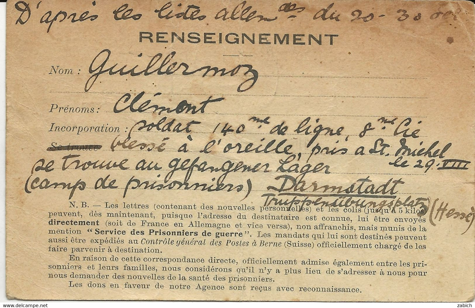 FRANCE  COMITe CROIX ROUGE GENEVE LETTRE A  UN MAIRE SUR LIEU DE DETENTION D'UN PRISONNIER - Documenti