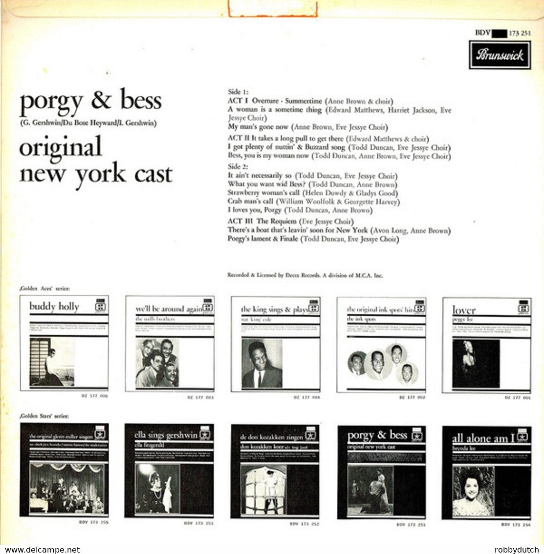 * LP * Gershwin - PORGY & BESS - ORIGINAL NEW YORK CAST - Musicals