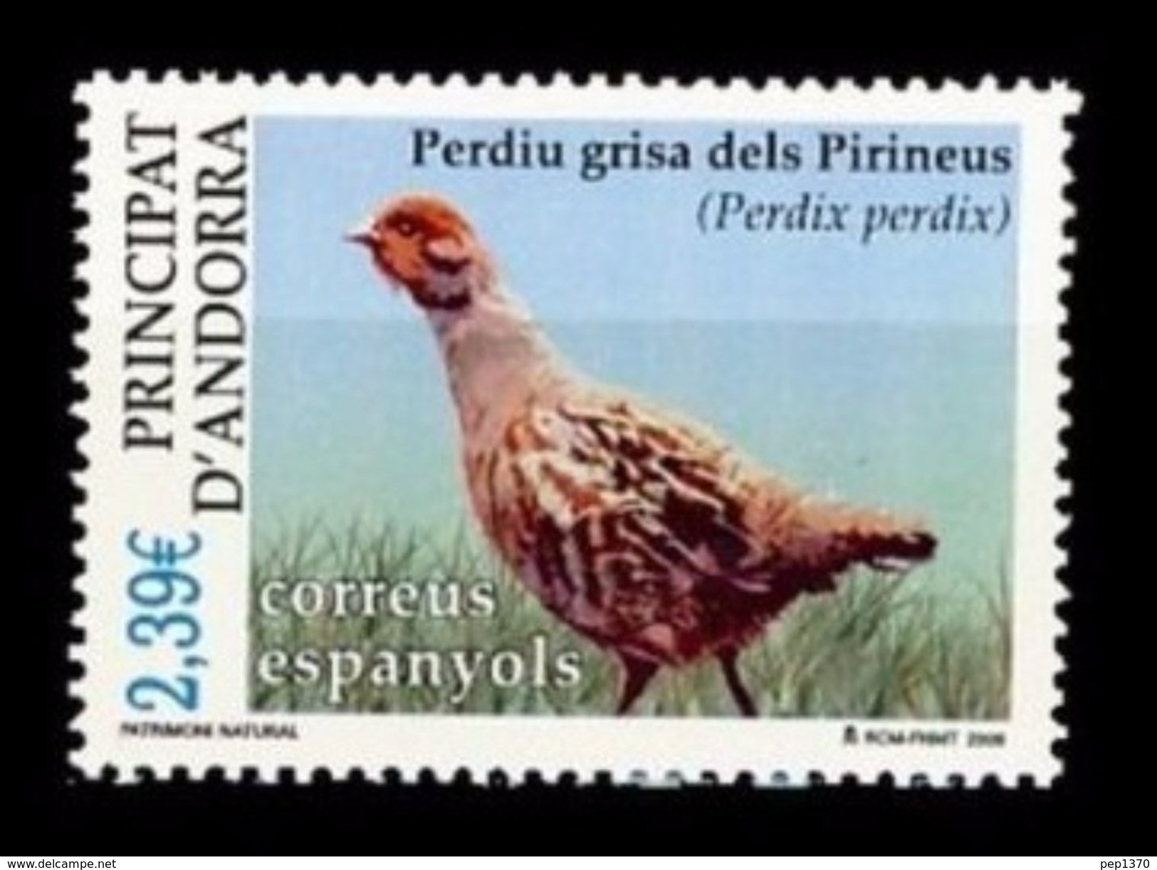 ANDORRA ESPAÑOLA 2006 - PATRIMONIO NATURAL - FAUNA - LA PERDIZ - PAJAROS - EDIFIL Nº 339 - Patrijzen, Kwartels